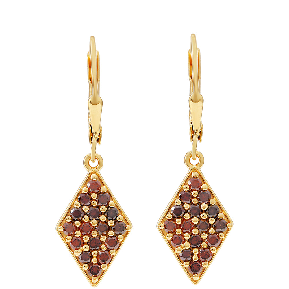 Pozlacené Stříbrné Náušnice s Červeným Diamantem 1 