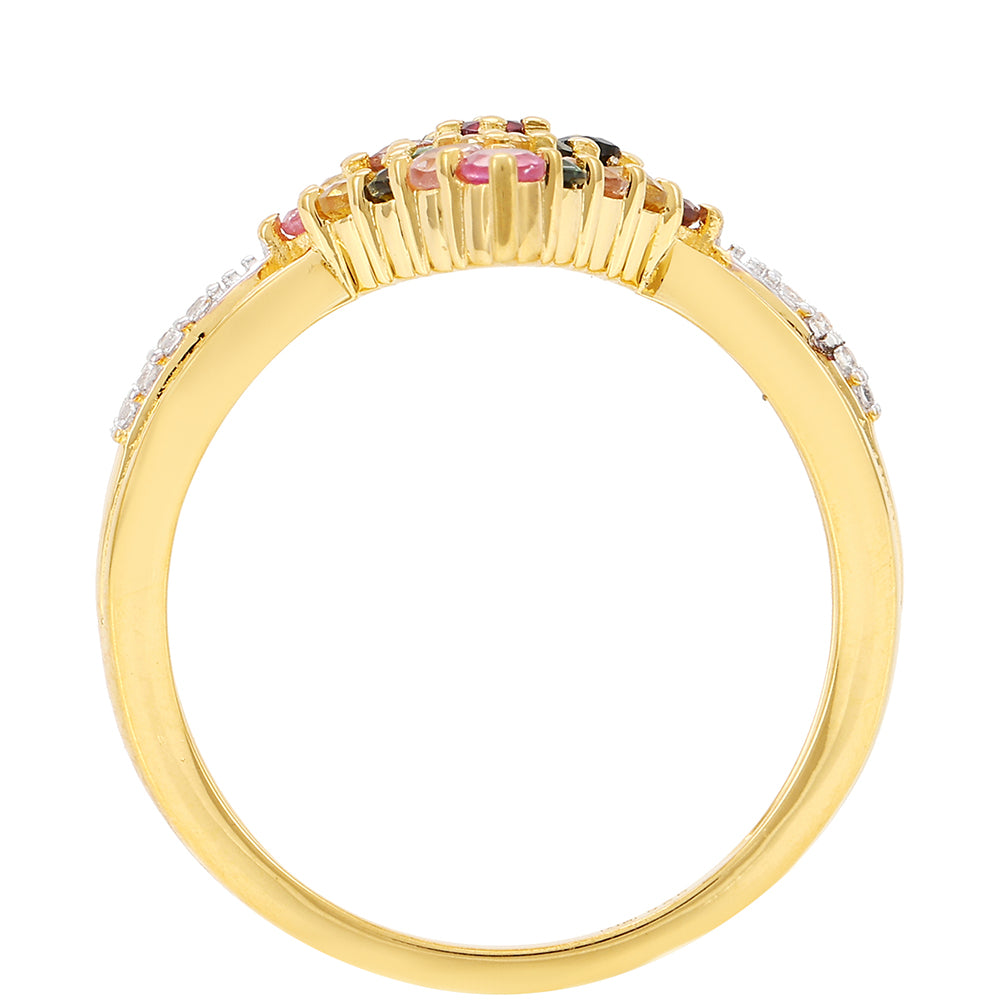 Pozlacený Stříbrný Prsten s Duhovým Turmalínem z Pelmadulla a Bílým Topazem 4 