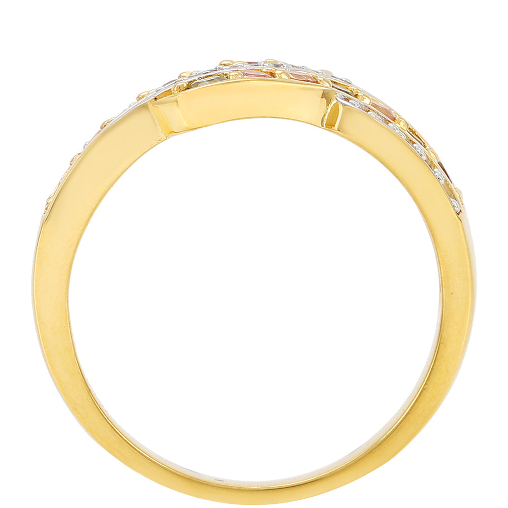 Pozlacený Stříbrný Prsten s Duhovým Turmalínem z Pelmadulla a Bílým Topazem 4 