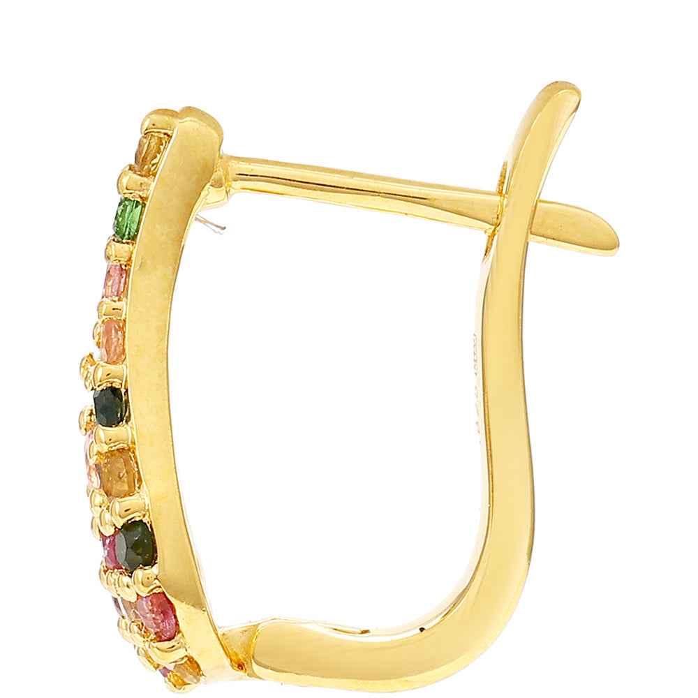 Pozlacené Stříbro 925/1000 - Náušnice s Duhovým Turmalínem z Pelmadulla - Karátové číslo: 0.77. přibližná hmotnost: 2.56 gramů 2 