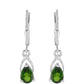Stříbrné Náušnice s Chromovým Diopsidem a Bílým Topazem