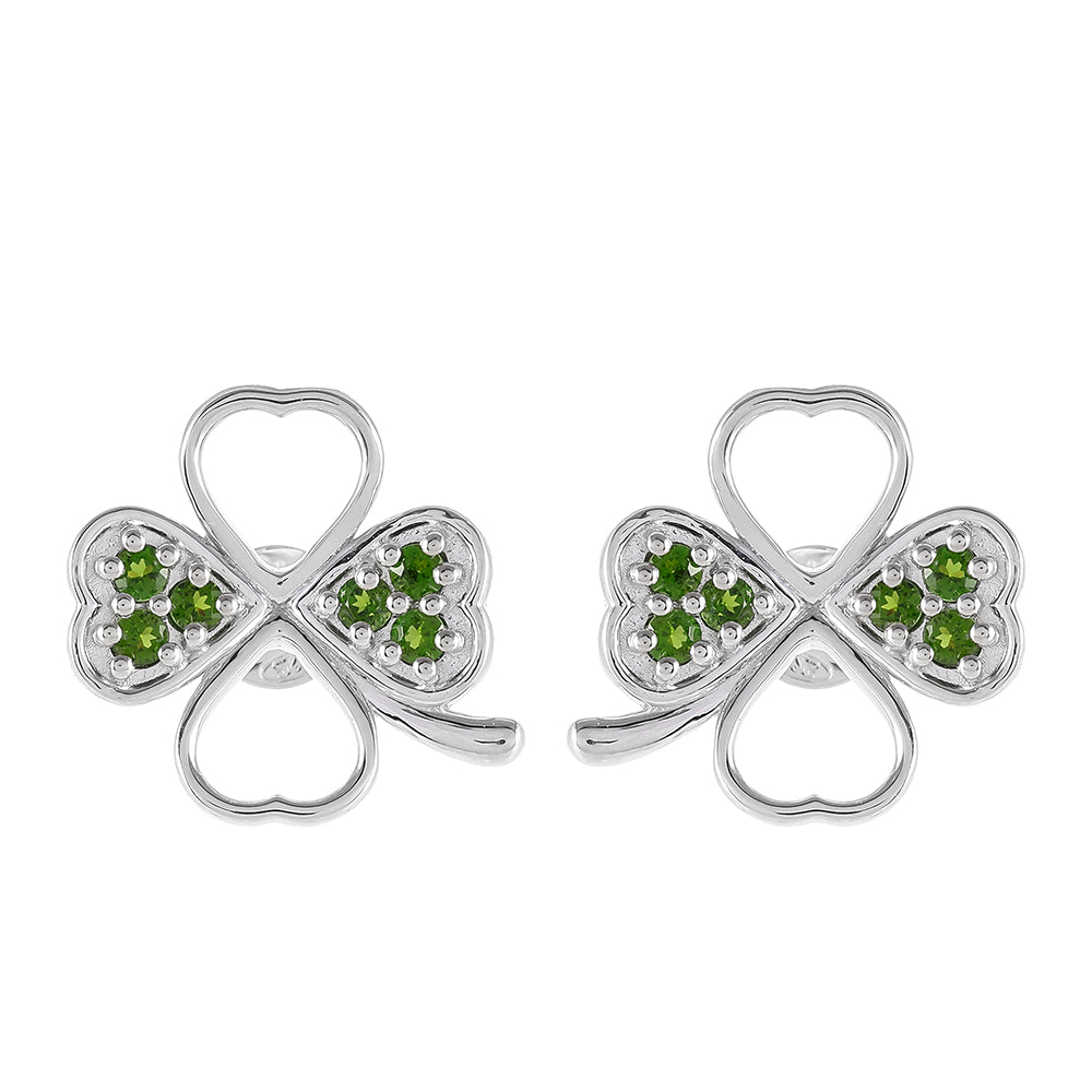 Stříbro 925/1000 - Náušnice s Chromovým Diopsidem - Karátové číslo: 0.43. přibližná hmotnost: 3.27 gramů 1 
