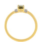 Pozlacené Stříbro 925/1000 - Prsten se Zeleným Turmalínem a Přírodním Zirkonem - Karátové číslo: 0.46. přibližná hmotnost: 1.72 gramů