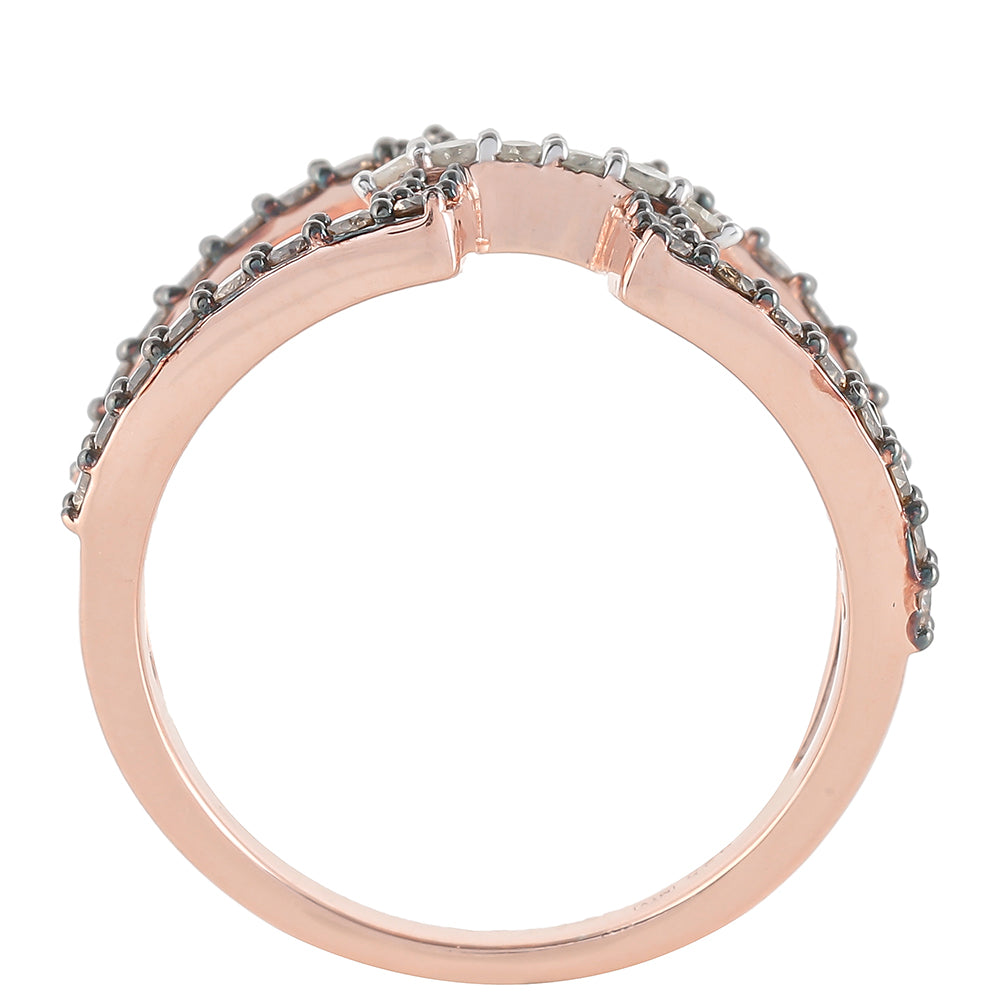 Růžovým Zlatem 925 / 1000 Sterlingové Stříbro Prsten s Champagne Diamantem a Bílým Diamantem 4 