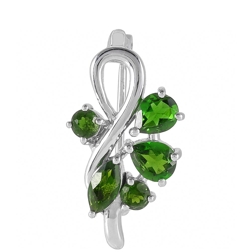 Stříbro 925/1000 - Brož s Chromovým Diopsidem - Karátové číslo: 1.17. přibližná hmotnost: 2.22 gramů 1 