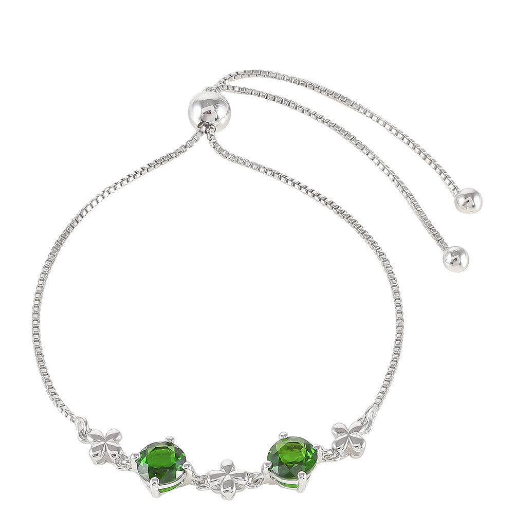 Stříbro 925/1000 - Náramek s Chromovým Diopsidem - Karátové číslo: 1.68. přibližná hmotnost: 3.93 gramů 1 