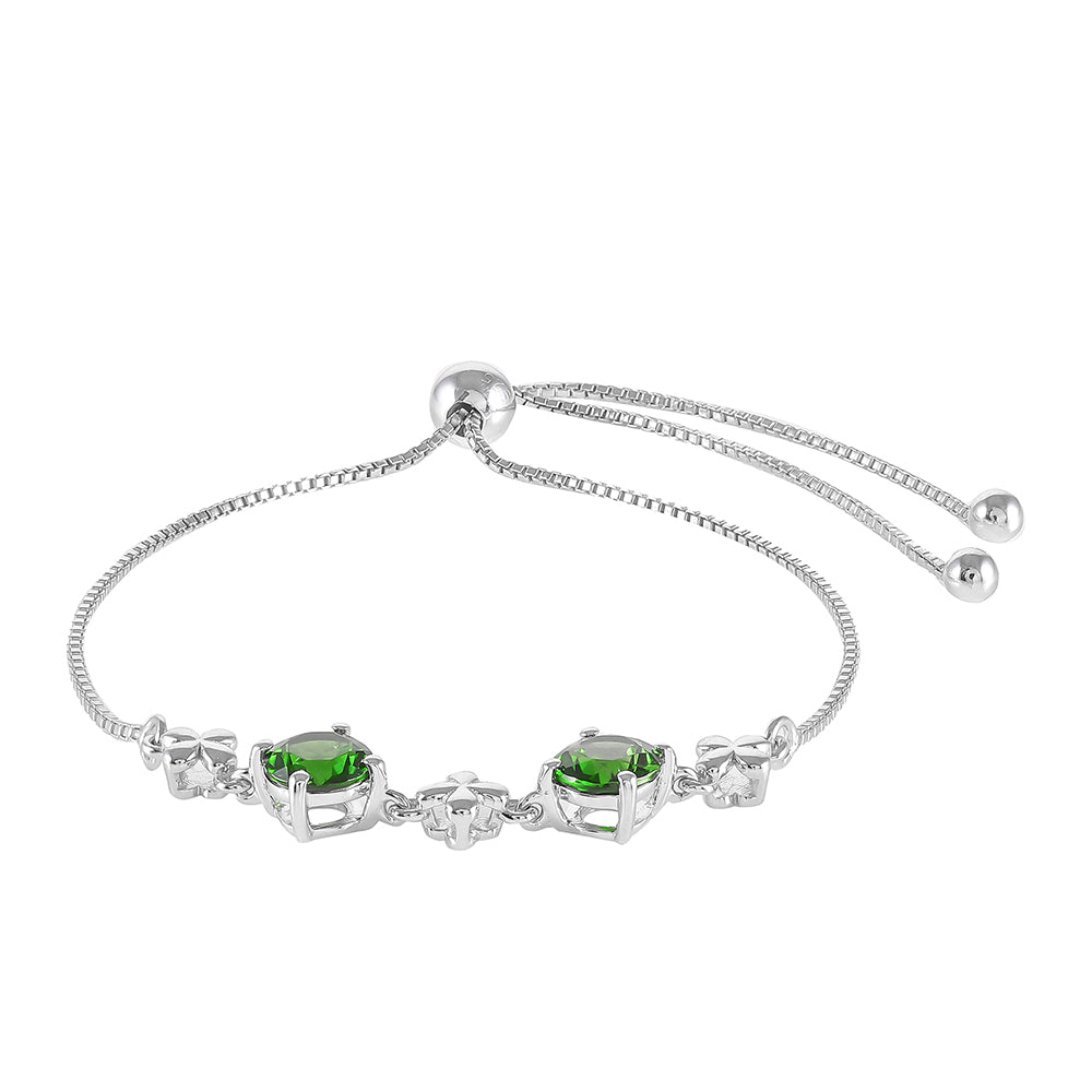 Stříbro 925/1000 - Náramek s Chromovým Diopsidem - Karátové číslo: 1.68. přibližná hmotnost: 3.93 gramů 2 