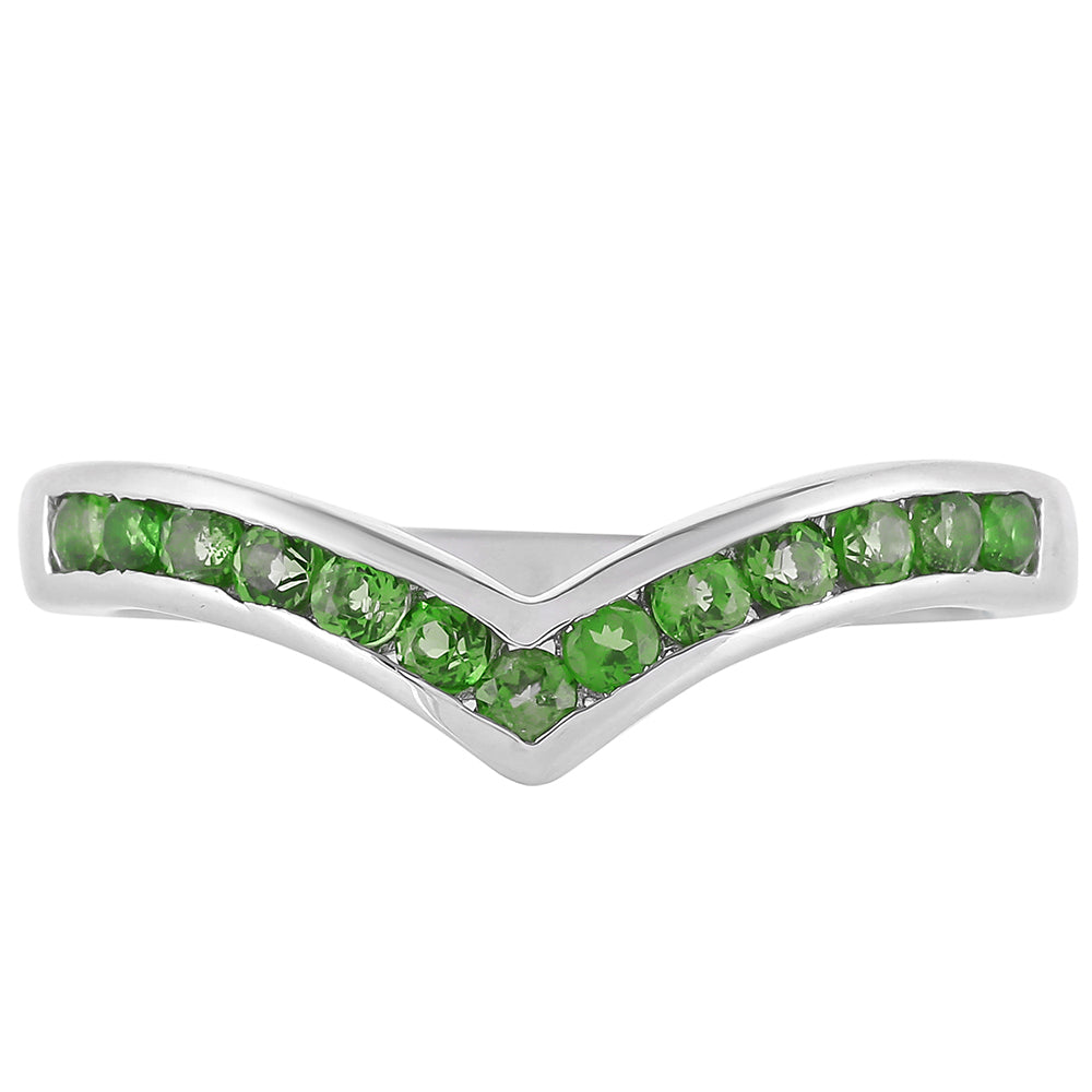 Stříbrný Prsten s Chromovým Diopsidem