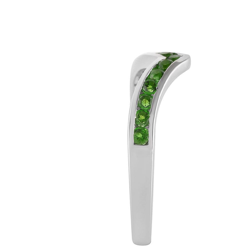 Stříbrný Prsten s Chromovým Diopsidem