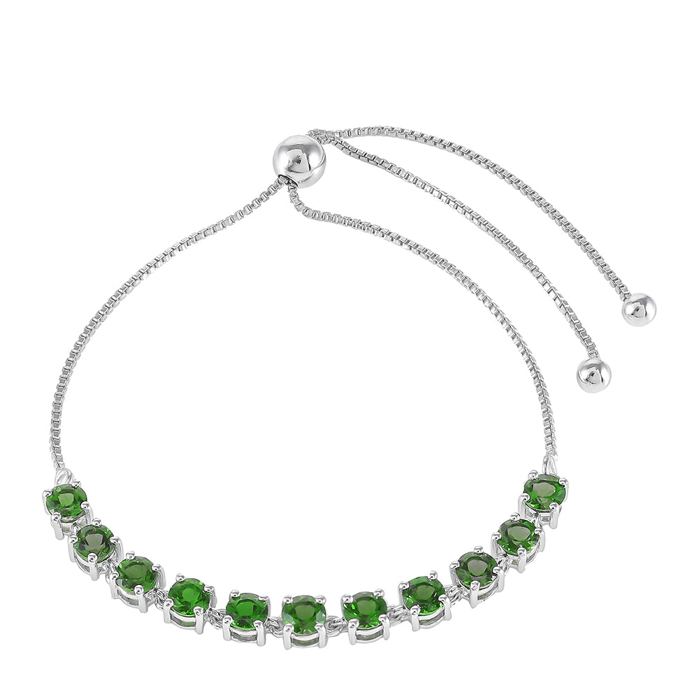 Stříbrný Náramek s Chromovým Diopsidem 1 