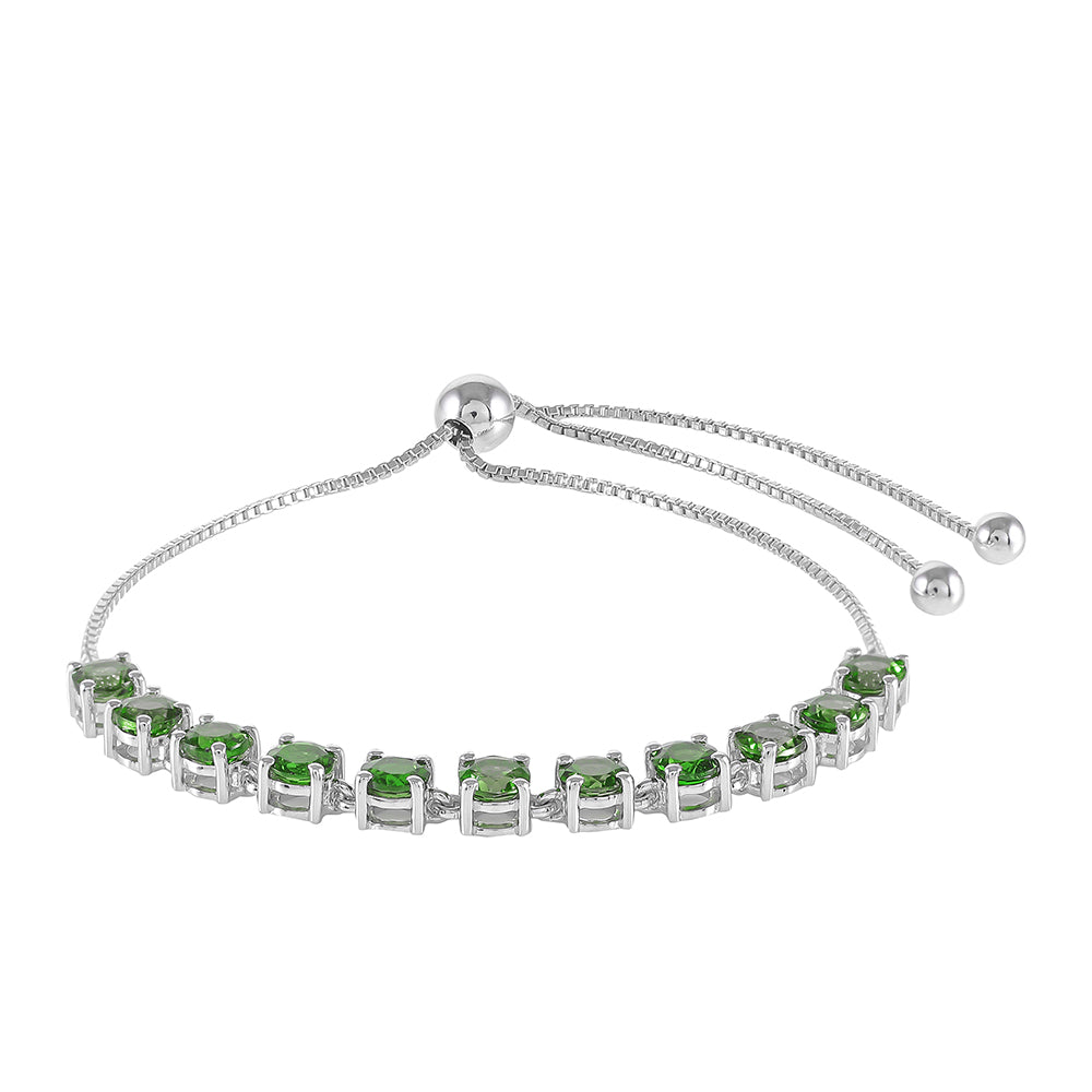 Stříbrný Náramek s Chromovým Diopsidem 2 