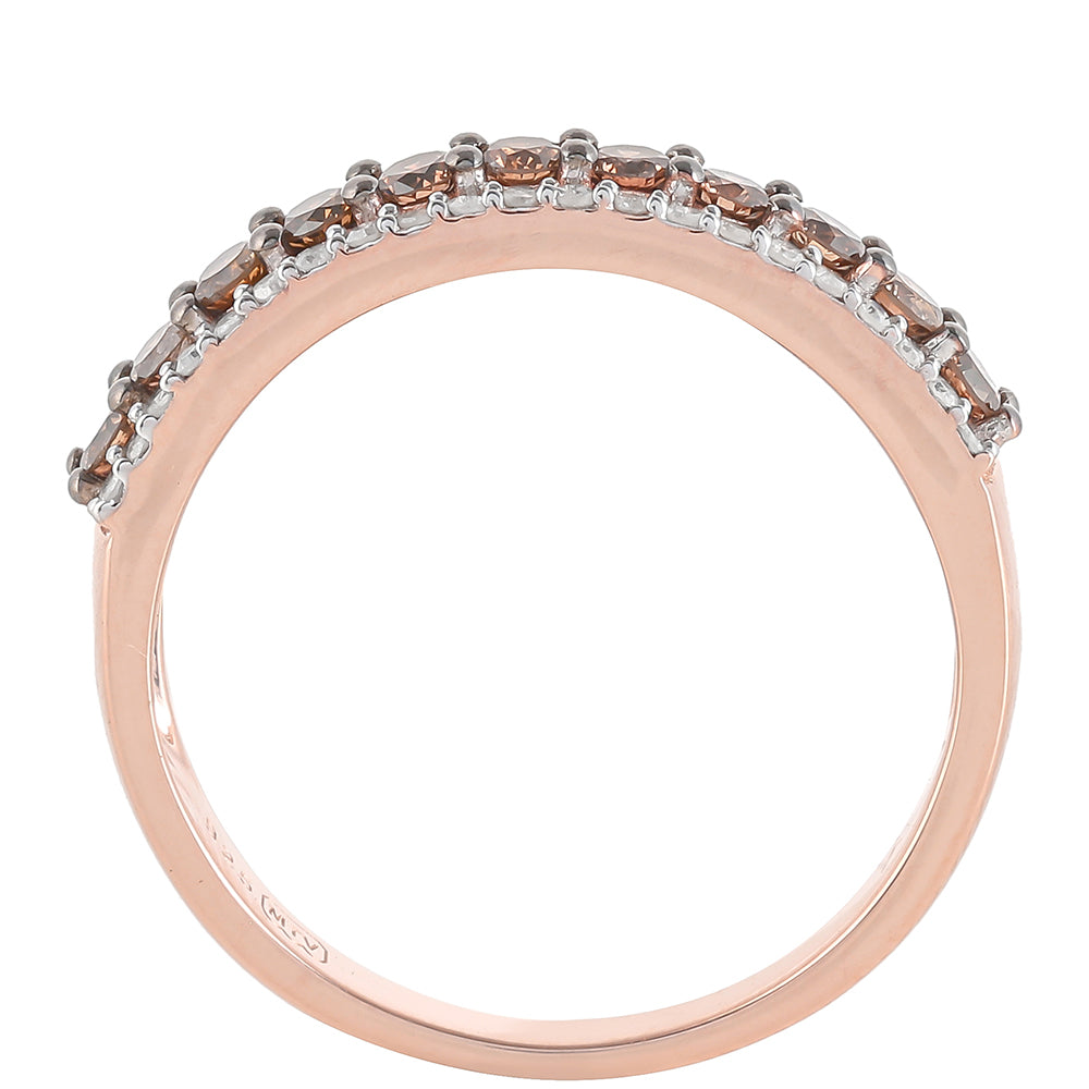 Růžovým Zlatem Pozlacený Stříbrný Prsten s Champagne Diamantem a Bílým Diamantem 8 
