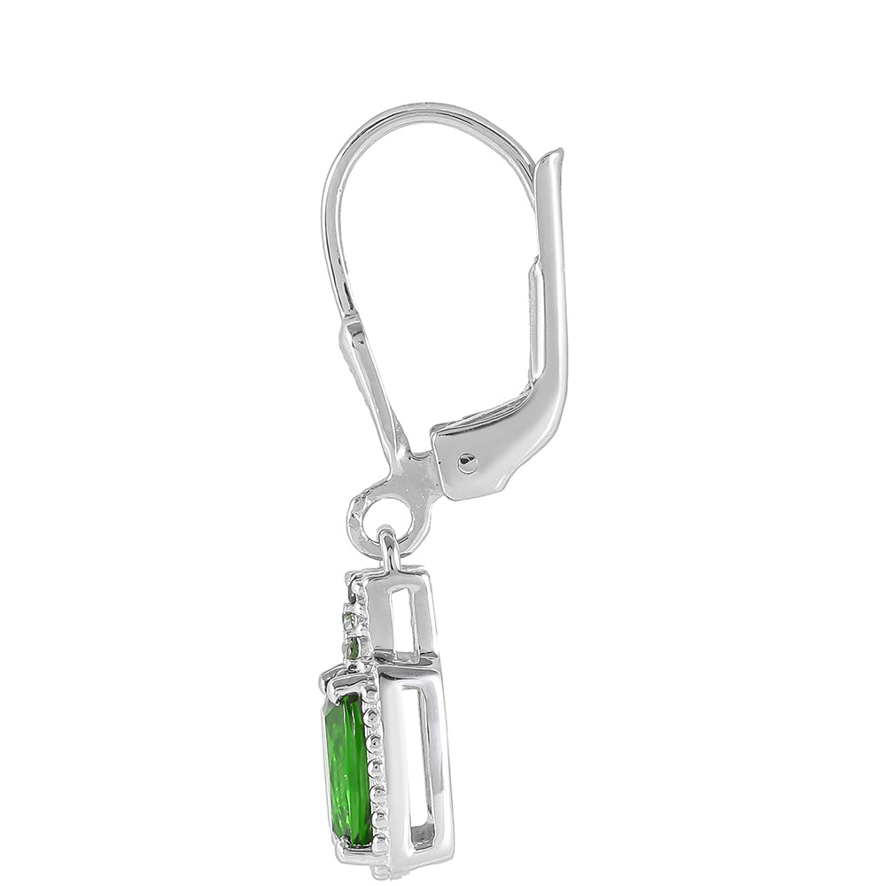 Stříbro 925/1000 - Náušnice s Chromovým Diopsidem - Karátové číslo: 1.68. přibližná hmotnost: 2.54 gramů 2 