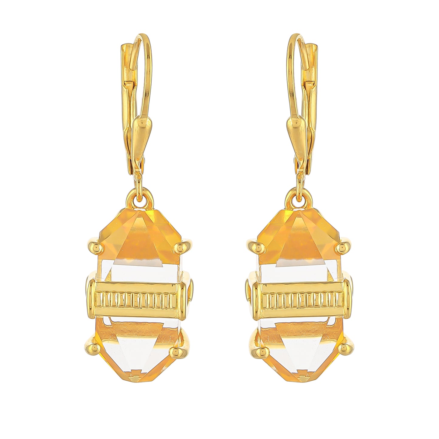 Pozlacené Stříbrné Náušnice s Americkým Ohnivým Opálem a Optickým Křemenem