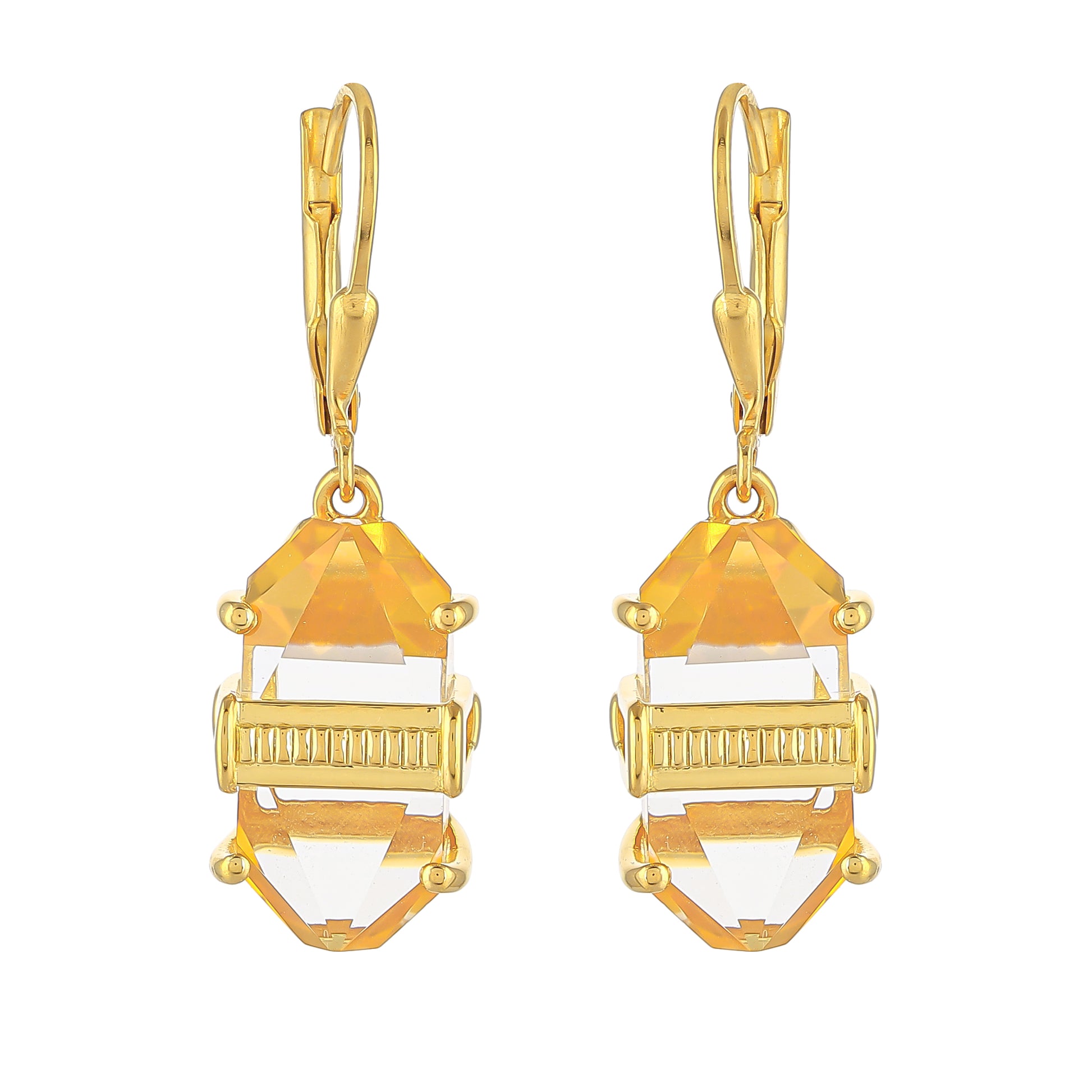 Pozlacené Stříbrné Náušnice s Americkým Ohnivým Opálem a Optickým Křemenem 1 