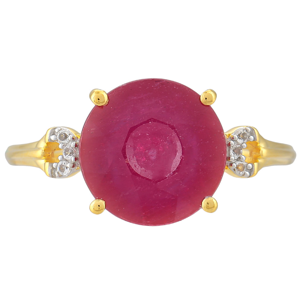 Pozlacený Stříbrný Prsten s Thajským Rubínem a Bílým Topazem 1 