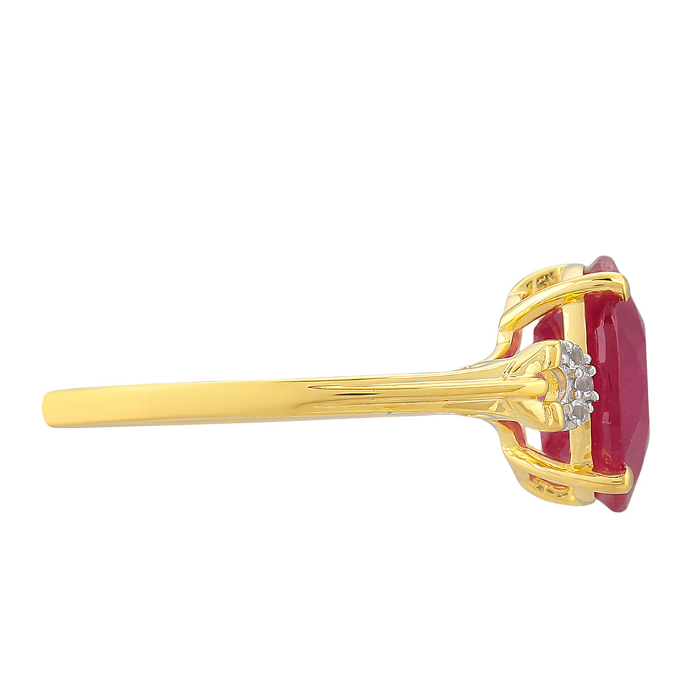 Pozlacený Stříbrný Prsten s Thajským Rubínem a Bílým Topazem
