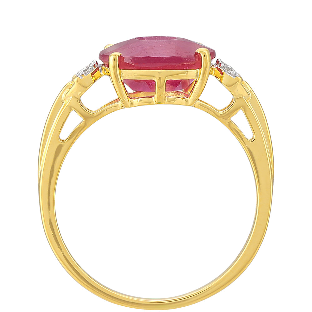 Pozlacený Stříbrný Prsten s Thajským Rubínem a Bílým Topazem