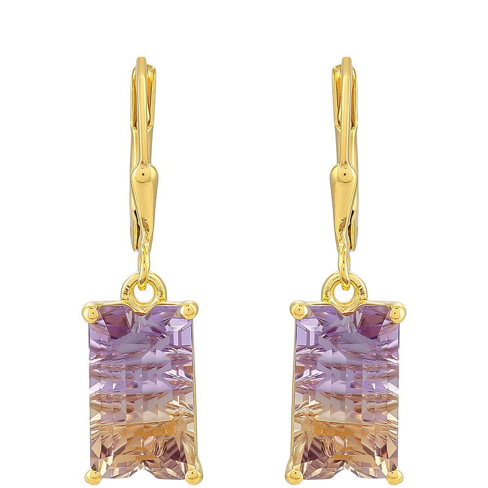 Pozlacené Stříbrné Náušnice s Ametrínem 1 