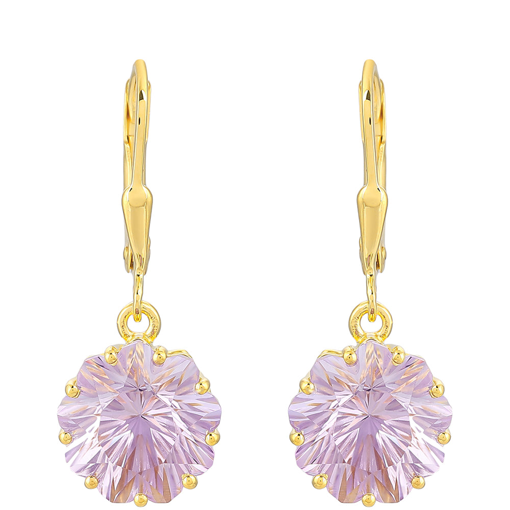 Pozlacené Stříbrné Náušnice s Rose de France Ametystem