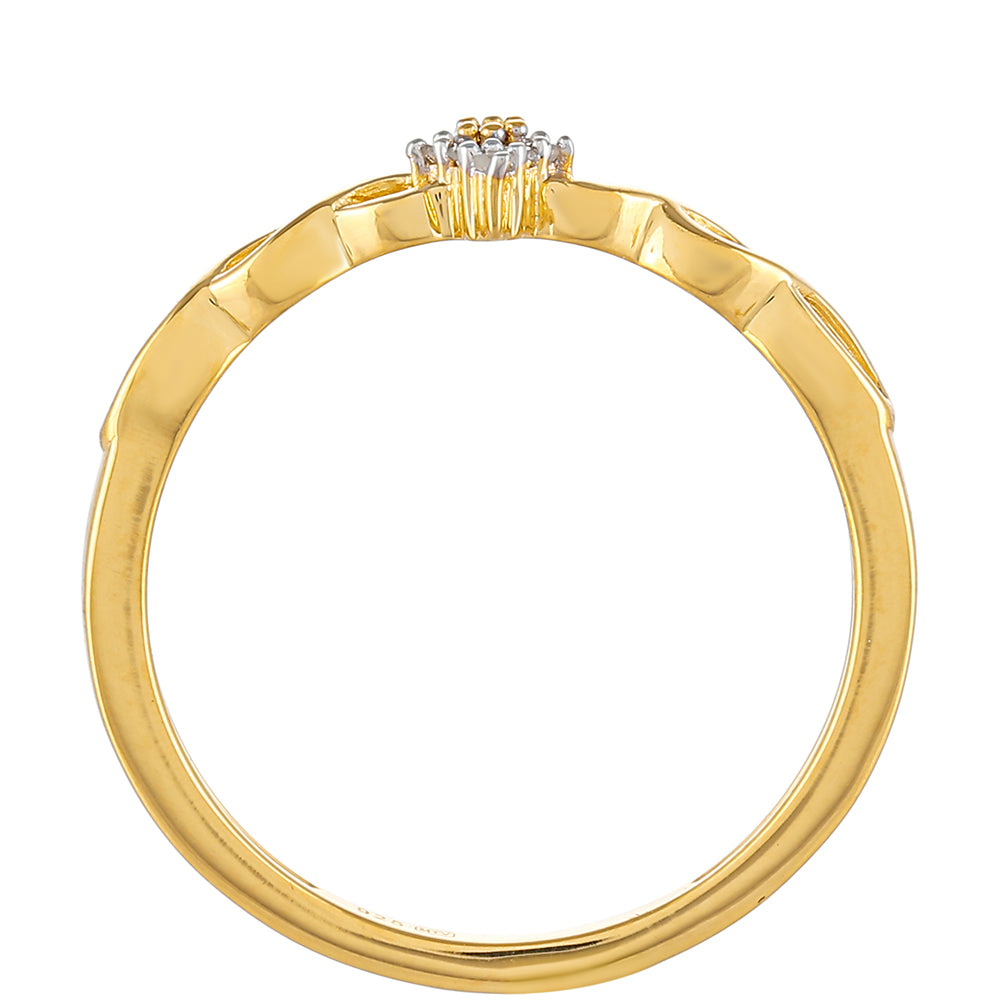 Pozlacené Stříbro 925/1000 - Prsten s Červeným Diamantem a Bílým Diamantem - Karátové číslo: 0.05. přibližná hmotnost: 1.58 gramů 4 