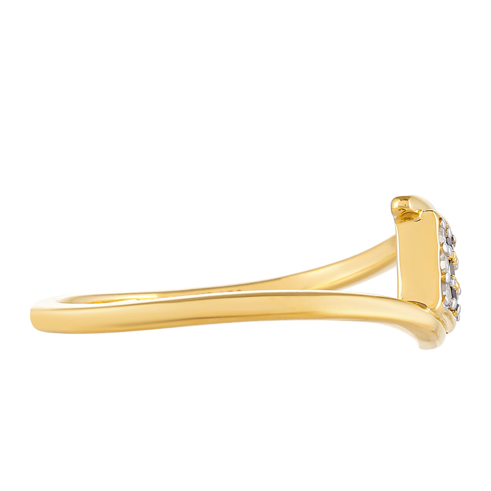 Pozlacený Stříbrný Prsten s Červeným Diamantem a Bílým Diamantem