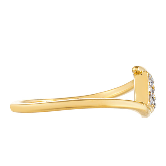 Pozlacený Stříbrný Prsten s Červeným Diamantem a Bílým Diamantem