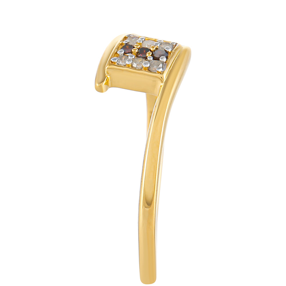 Pozlacený Stříbrný Prsten s Červeným Diamantem a Bílým Diamantem 3 