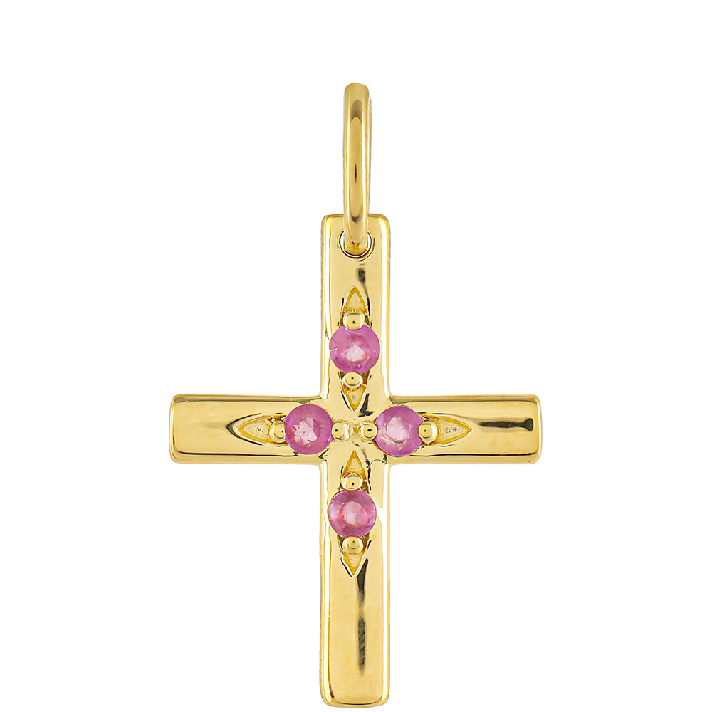 Pozlacené Stříbro 925/1000 - Sada s Thajským Rubínem a Brazilským Smaragdem - Karátové číslo: 0.57. přibližná hmotnost: 3.69 gramů ( Přívěsek )