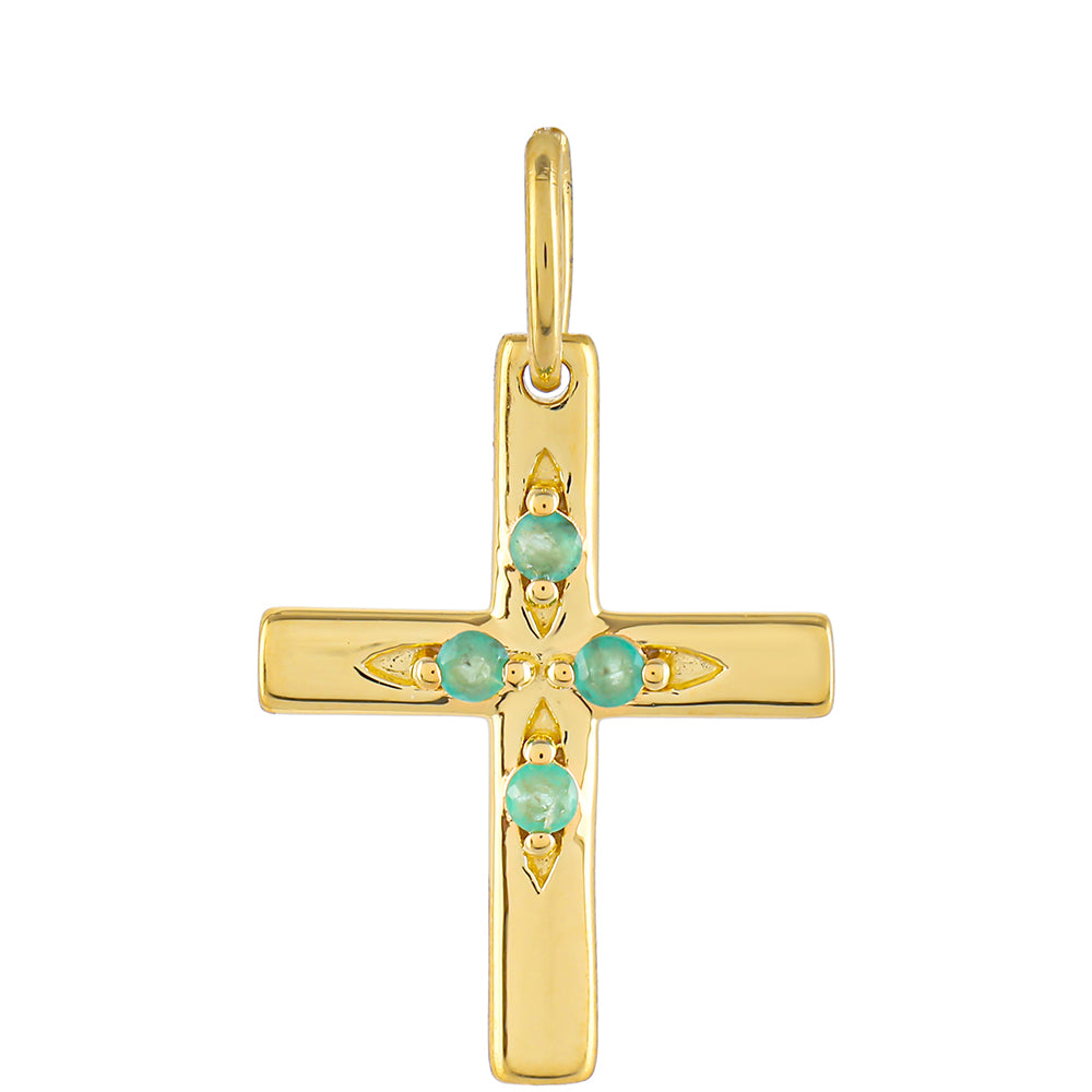 Pozlacené Stříbro 925/1000 - Sada s Thajským Rubínem a Brazilským Smaragdem - Karátové číslo: 0.57. přibližná hmotnost: 3.69 gramů ( Přívěsek )