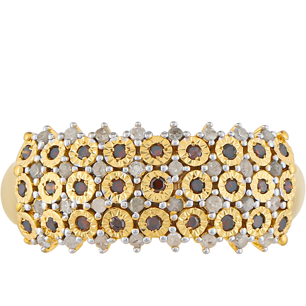 Pozlacený Stříbrný Prsten s Červeným Diamantem a Bílým Diamantem 1 