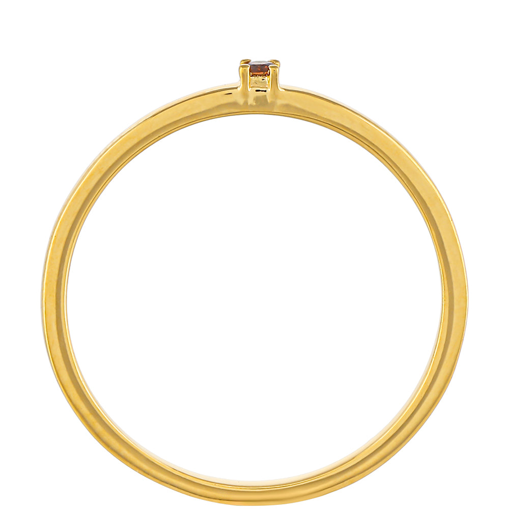 Pozlacené Stříbro 925/1000 - Prsten s Červeným Diamantem - Karátové číslo: 0.02. přibližná hmotnost: 0.96 gramů
