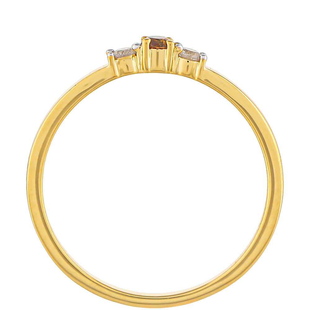 Pozlacený Stříbrný Prsten s Červeným Diamantem a Bílým Diamantem 4 