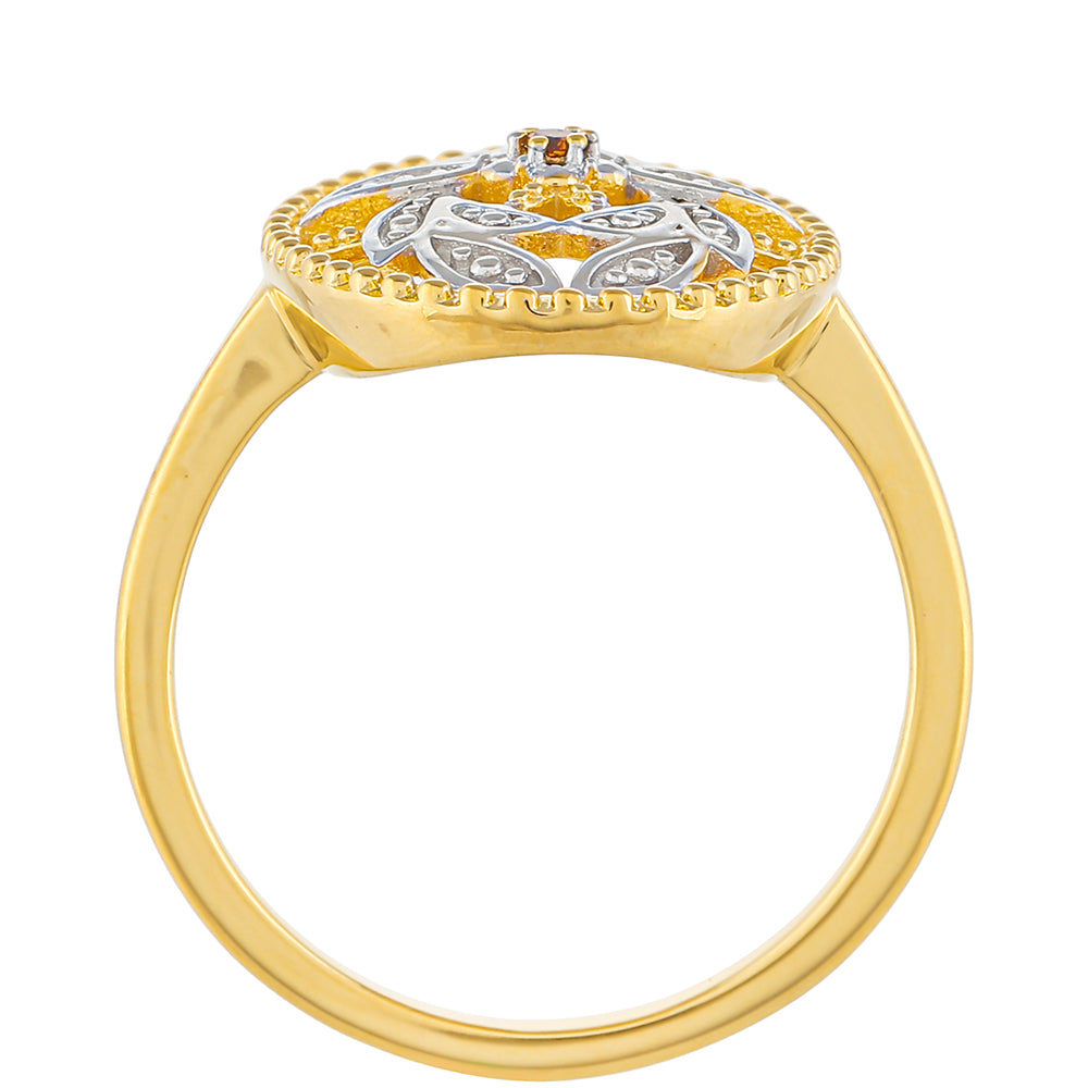 Pozlacené stříbro 925/1000 Prsten s Červeným Diamantem - Karátové číslo: 0.01. přibližná hmotnost: 3.17 gramů 4 