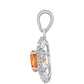 925 / 1000 Sterlingové Stříbro Přívěsek s Padparadscha Křemenem a Bílým Topazem