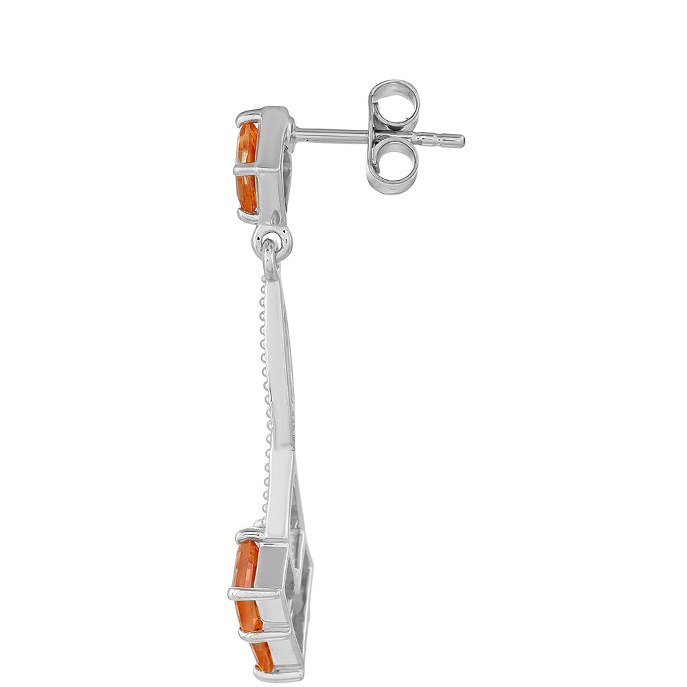 Stříbrné Náušnice s Padparadscha Křemenem 2 