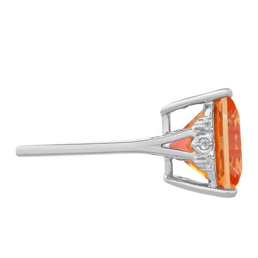 Stříbrný Prsten s Padparadscha Křemenem a Bílým Topazem