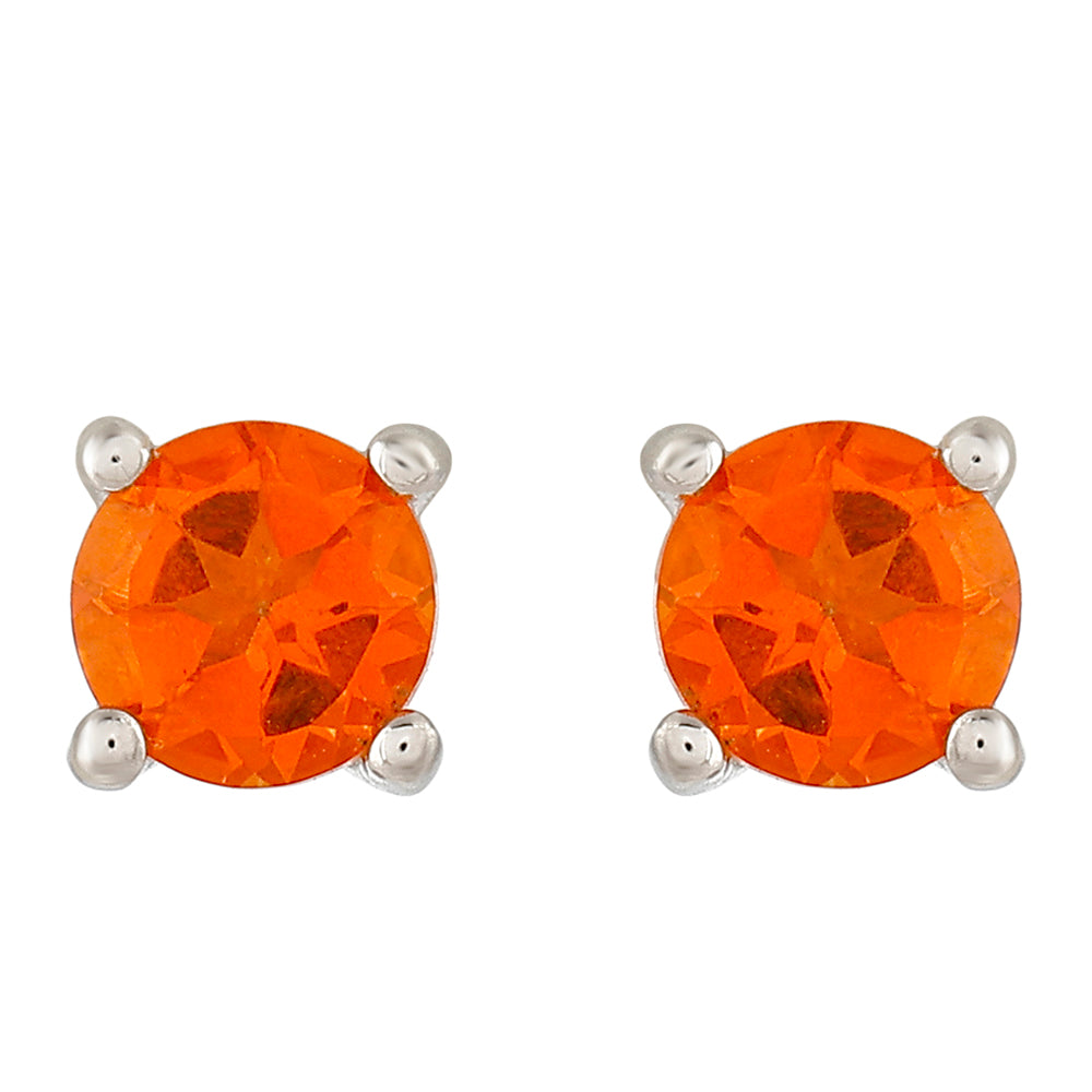 Stříbro 925/1000 - Náušnice s Padparadscha Křemenem - Karátové číslo: 0.63. přibližná hmotnost: 1.09 gramů