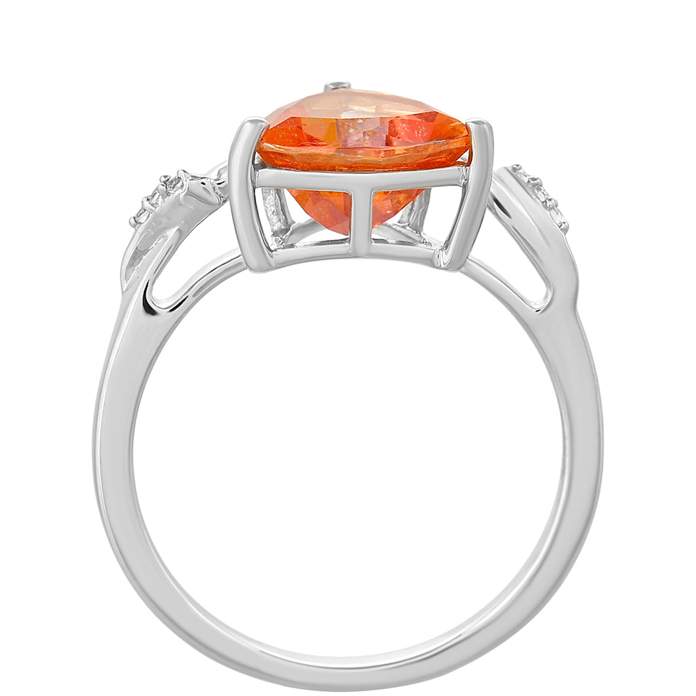 Stříbrný Prsten s Padparadscha Křemenem a Bílým Topazem