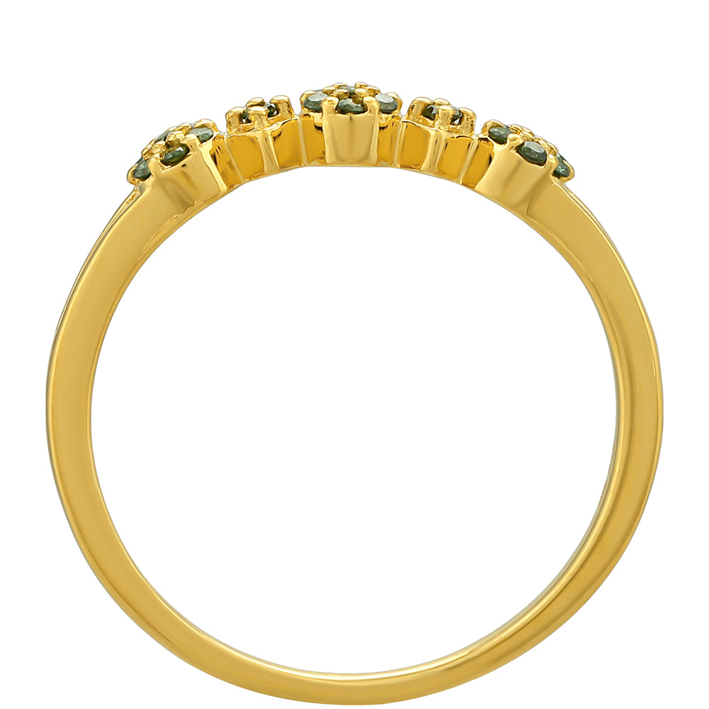 Pozlacené stříbro 925/1000 Prsten se Zeleným Diamantem - Karátové číslo: 0.12. přibližná hmotnost: 1.4 gramů 4 