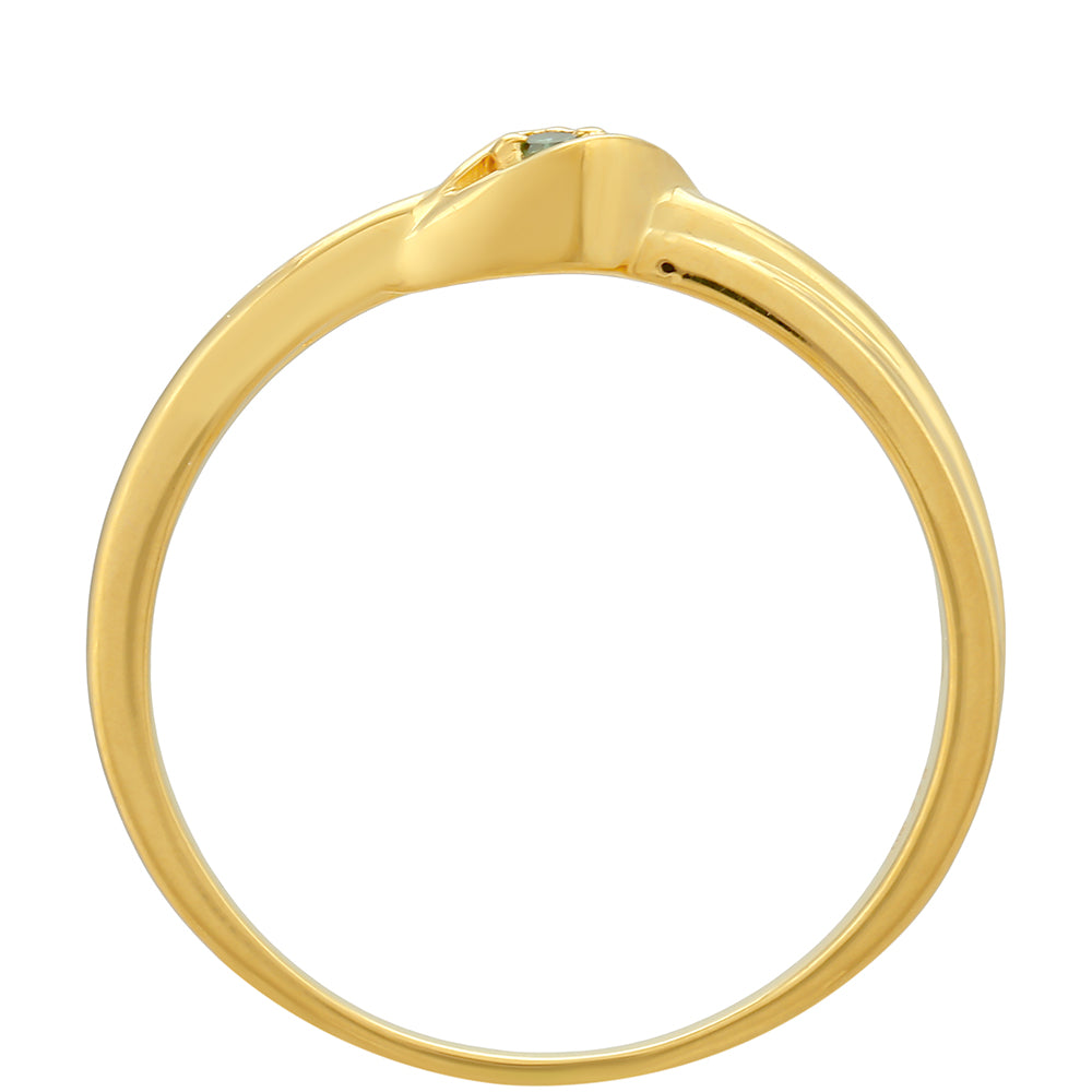 Pozlacené Stříbro 925/1000 - Prsten se Zeleným Diamantem - Karátové číslo: 0.03. přibližná hmotnost: 2.23 gramů 4 