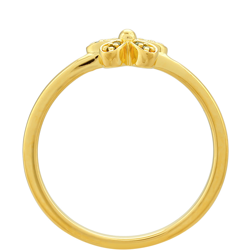 Pozlacené Stříbro 925/1000 - Prsten se Zeleným Diamantem - Karátové číslo: 0.05. přibližná hmotnost: 1.85 gramů 4 