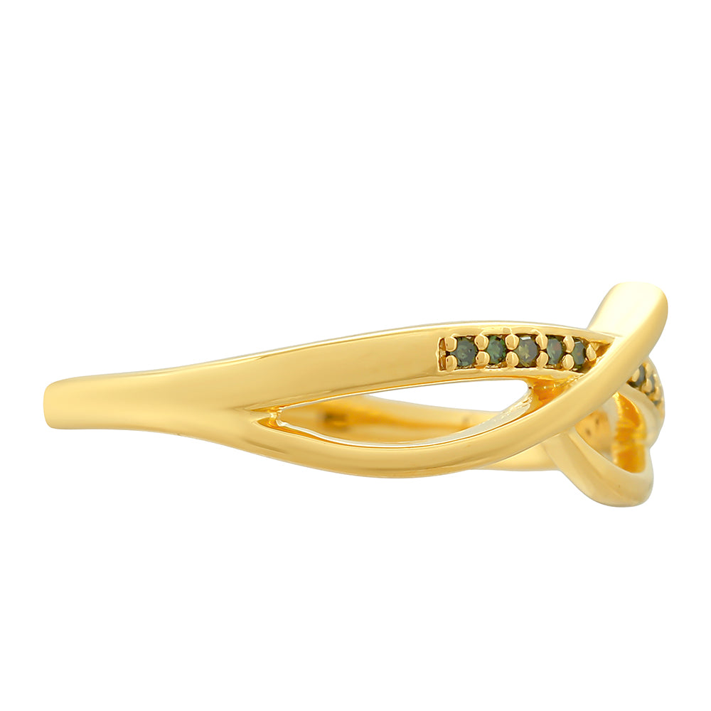 Pozlacené Stříbro 925/1000 - Prsten se Zeleným Diamantem - Karátové číslo: 0.05. přibližná hmotnost: 2.53 gramů