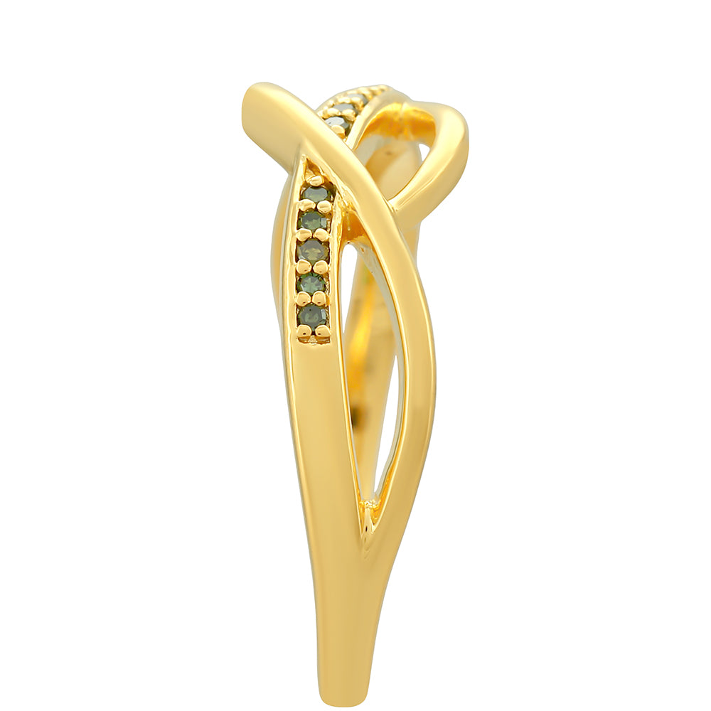 Pozlacené Stříbro 925/1000 - Prsten se Zeleným Diamantem - Karátové číslo: 0.05. přibližná hmotnost: 2.53 gramů 3 