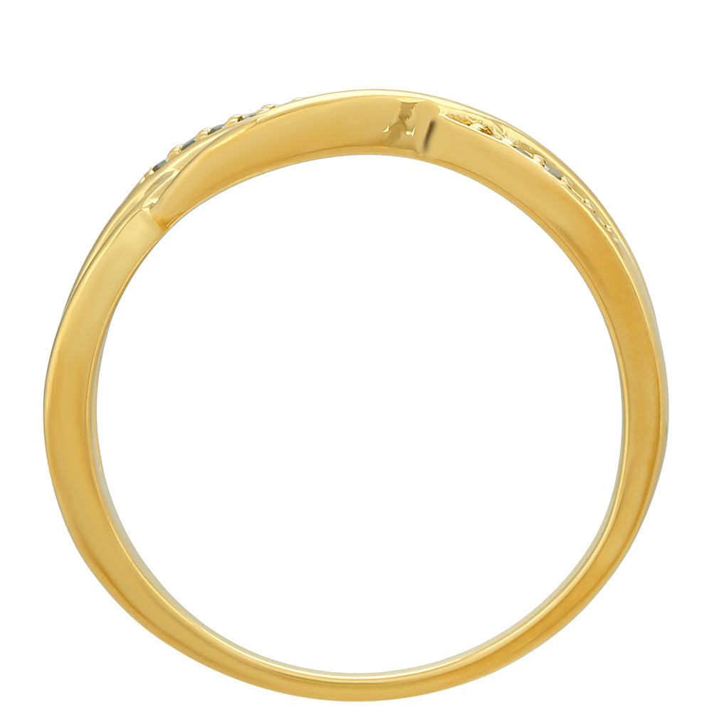 Pozlacené Stříbro 925/1000 - Prsten se Zeleným Diamantem - Karátové číslo: 0.05. přibližná hmotnost: 2.53 gramů