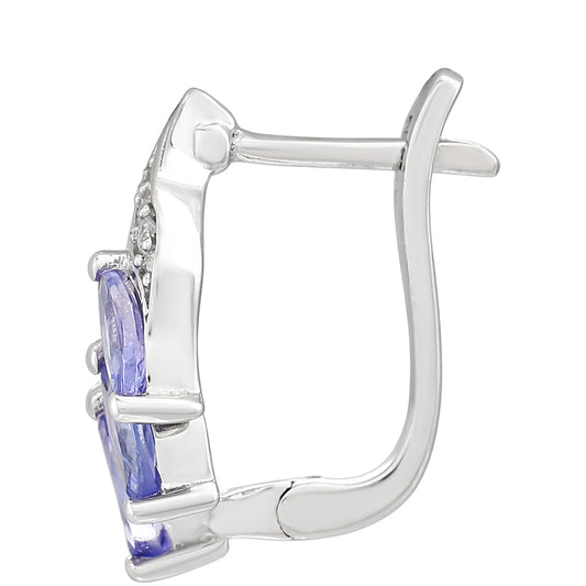 Stříbrné Náušnice s AAA Tanzanitem a Bílým Topazem