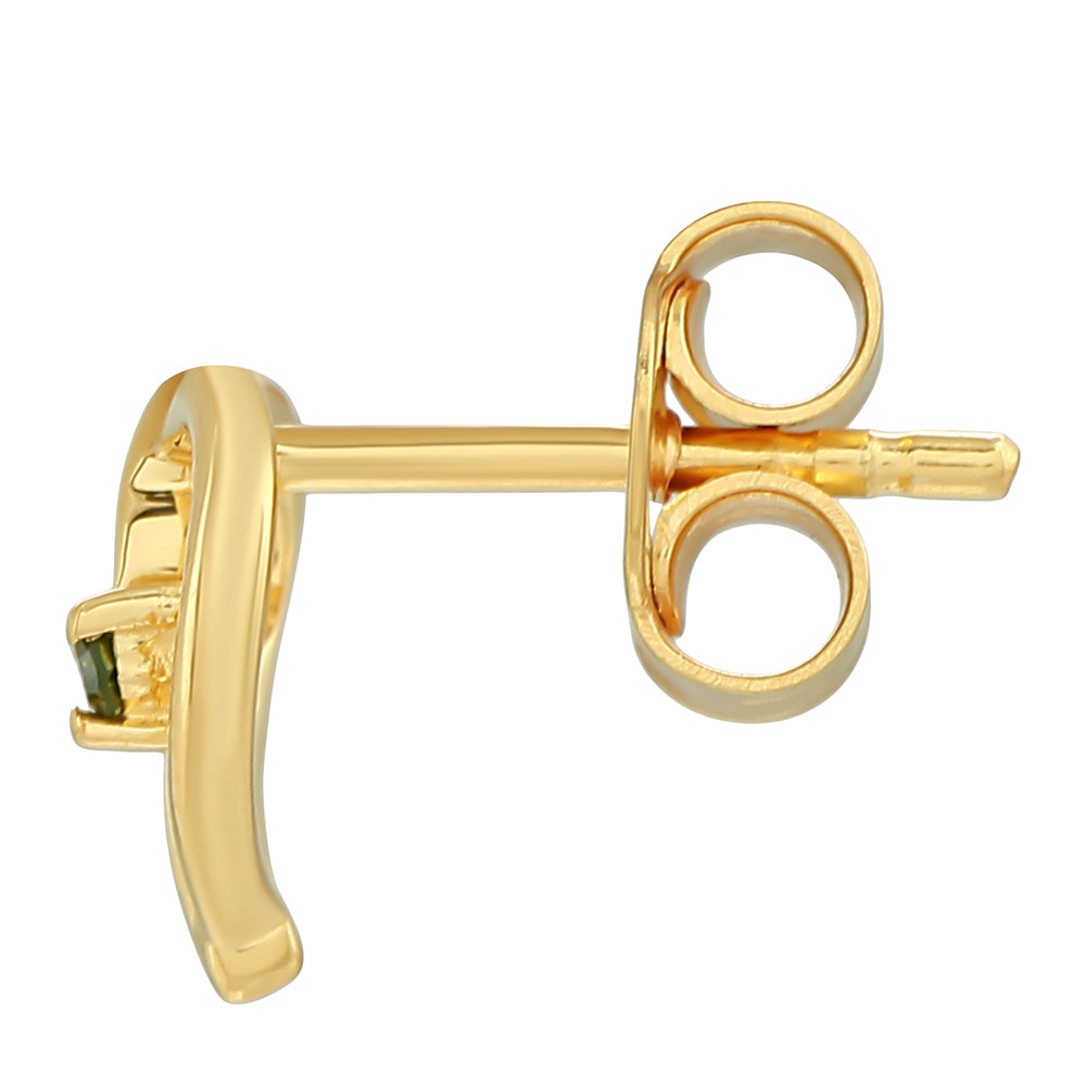 Pozlacené Stříbro 925/1000 - Náušnice se Zeleným Diamantem - Karátové číslo: 0.03. přibližná hmotnost: 1.25 gramů 2 