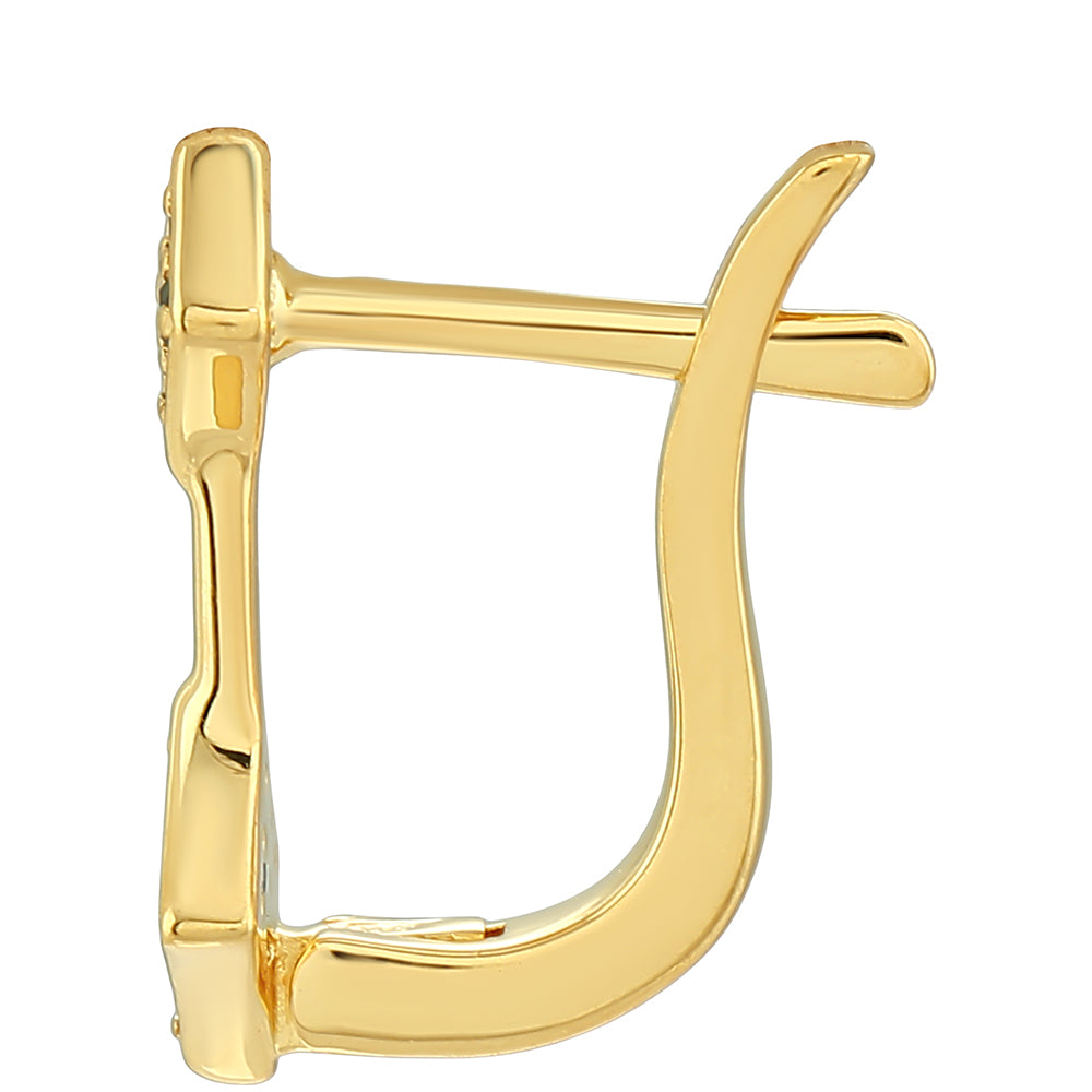 Pozlacené 925 / 1000 Sterlingové Stříbro Náušnice se Zeleným Diamantem