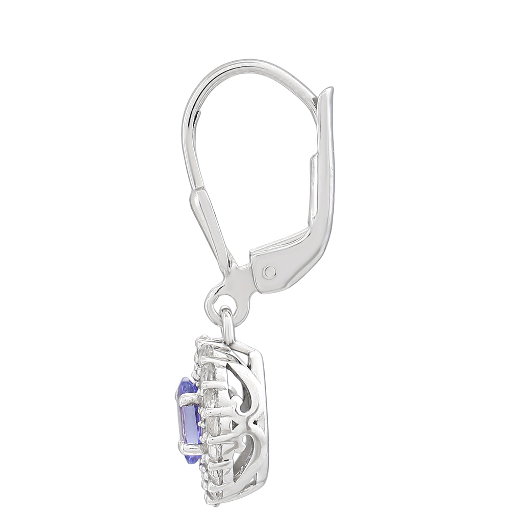 Stříbrné Náušnice s AAA Tanzanitem a Bílým Topazem 2 