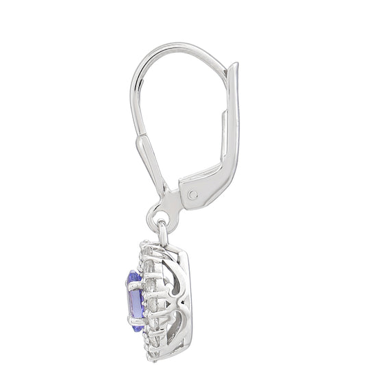 Stříbrné Náušnice s AAA Tanzanitem a Bílým Topazem